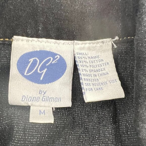 DG2 by Diane Gilman Black Western Stretch Jean Jacket Size M  Faux Turquoise - Picture 3 of 9